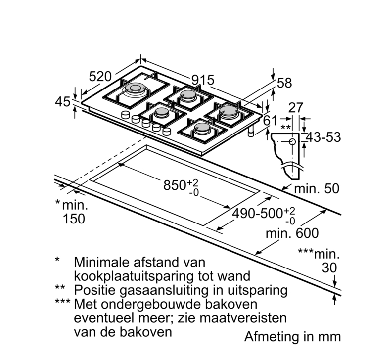 BOSCH PPM9A6I40 gaskookplaat - 90cm