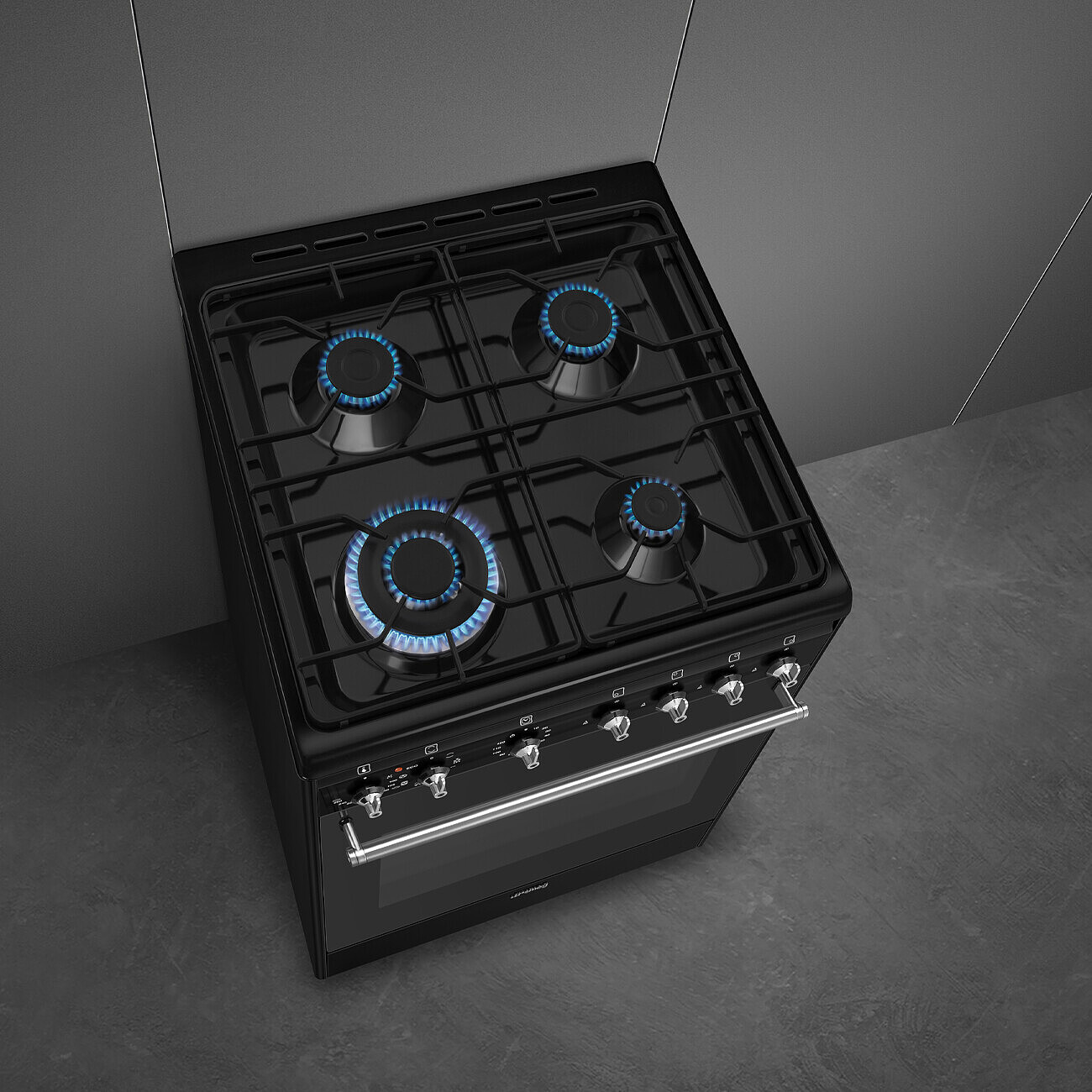 SMEG CX61GMBL fornuis met gaskookplaat - 60cm
