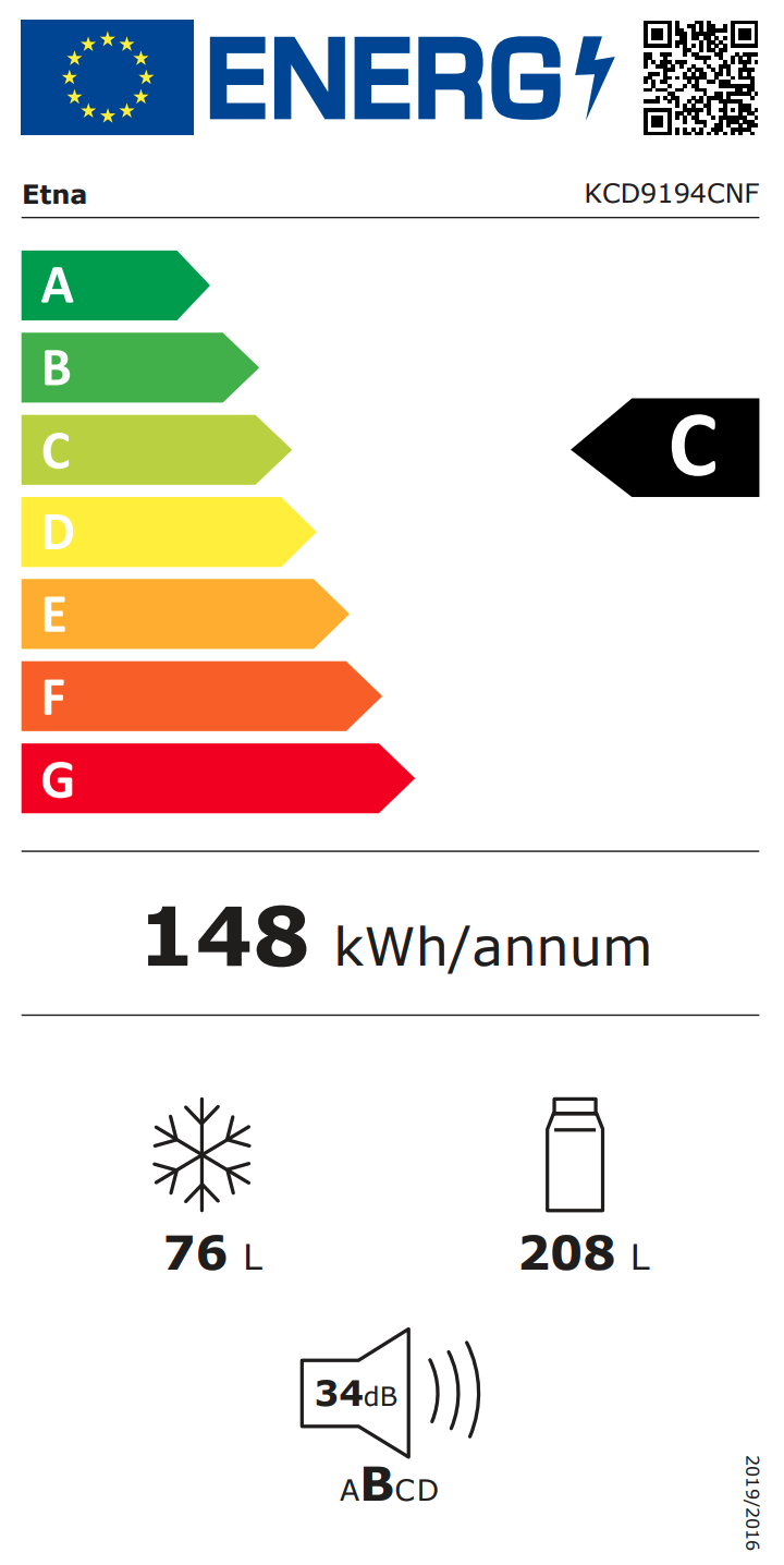 ETNA KCD9194CNF koel-/vriescombinatie - 193cm