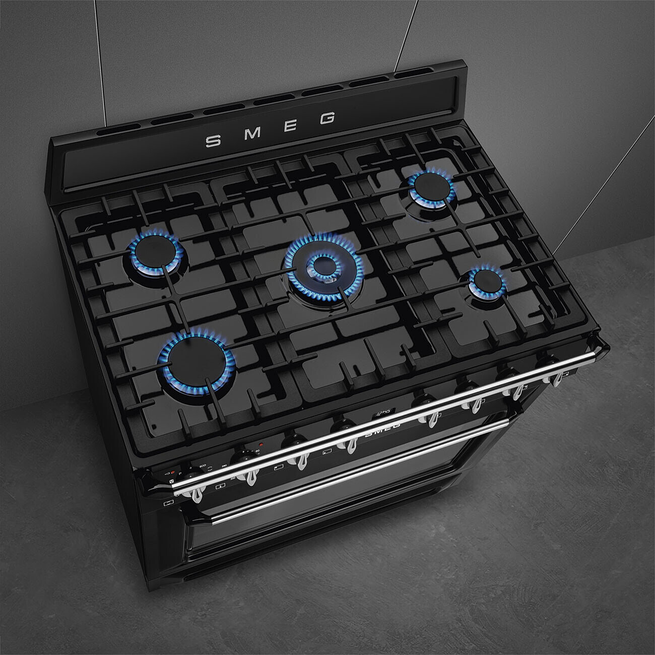 SMEG TR90GPBL fornuis met gaskookplaat - 90cm