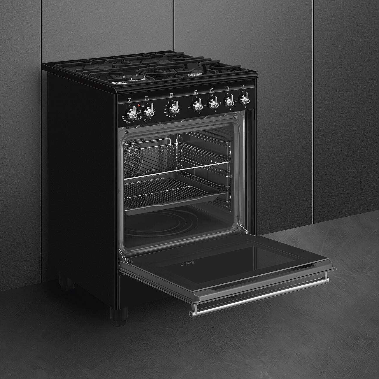 SMEG CX61GMBL fornuis met gaskookplaat - 60cm