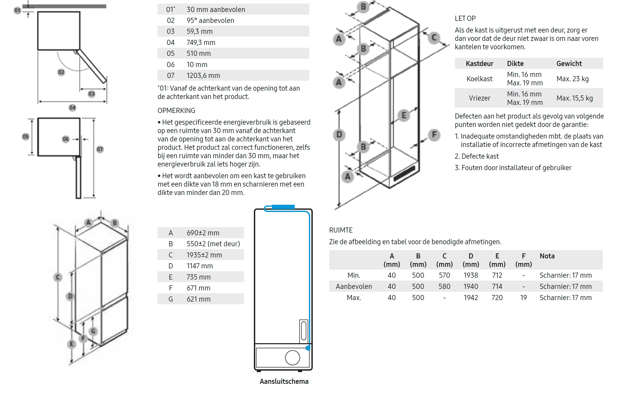 SAMSUNG BRB38G705DWW/EF koel-/vriescombinatie - 194cm