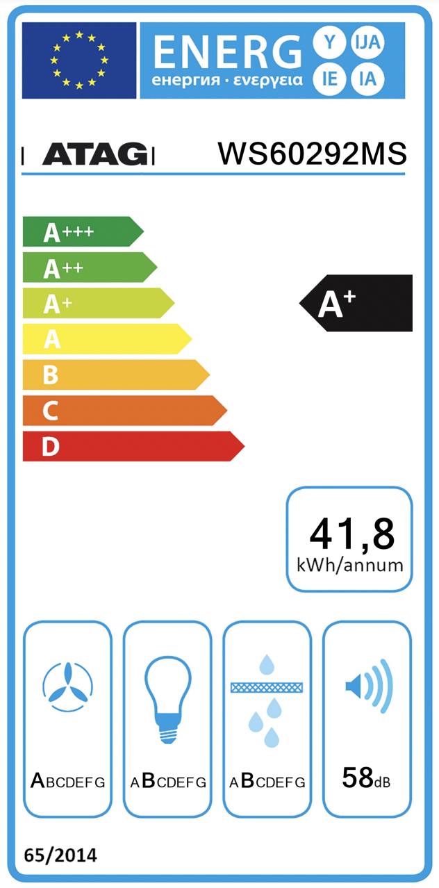 ATAG WS60292MS wandschouwdampkap - 60cm ATAG WS60292MS wandschouwdampkap - 60cm