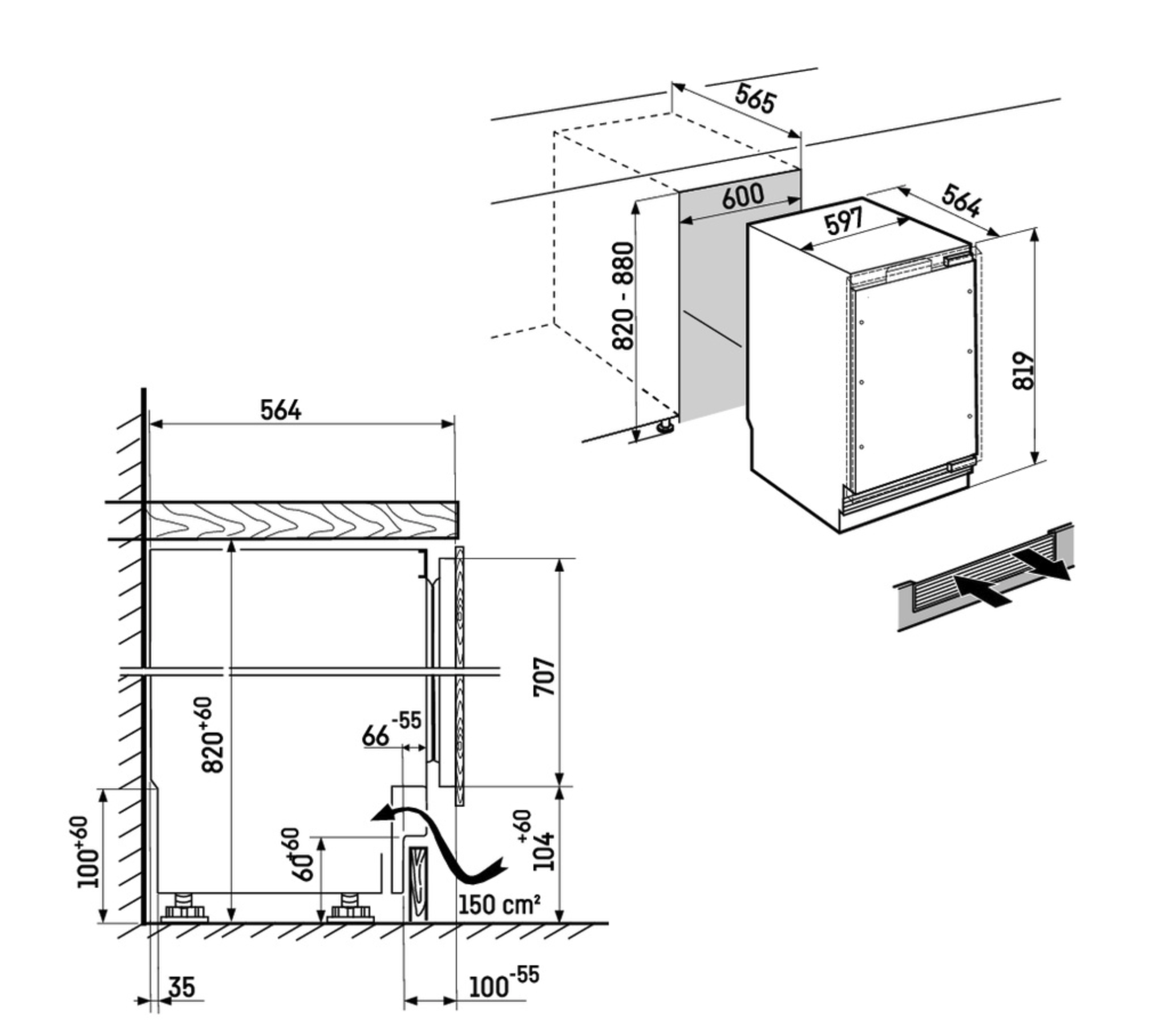 LIEBHERR UORPR365I20 onderbouw koelkast