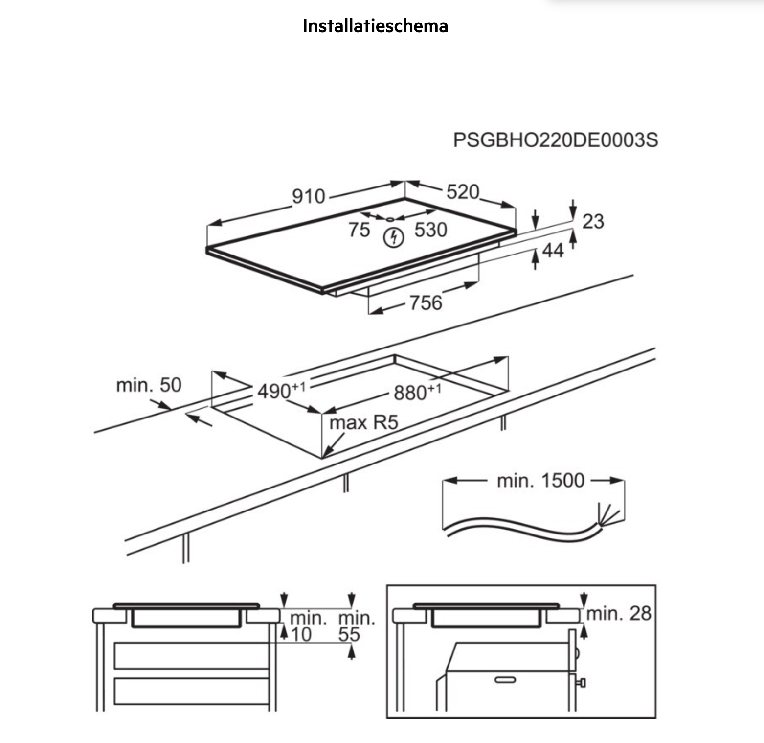 AEG NIK95N08FB 6000 inductiekookplaat - 80cm
