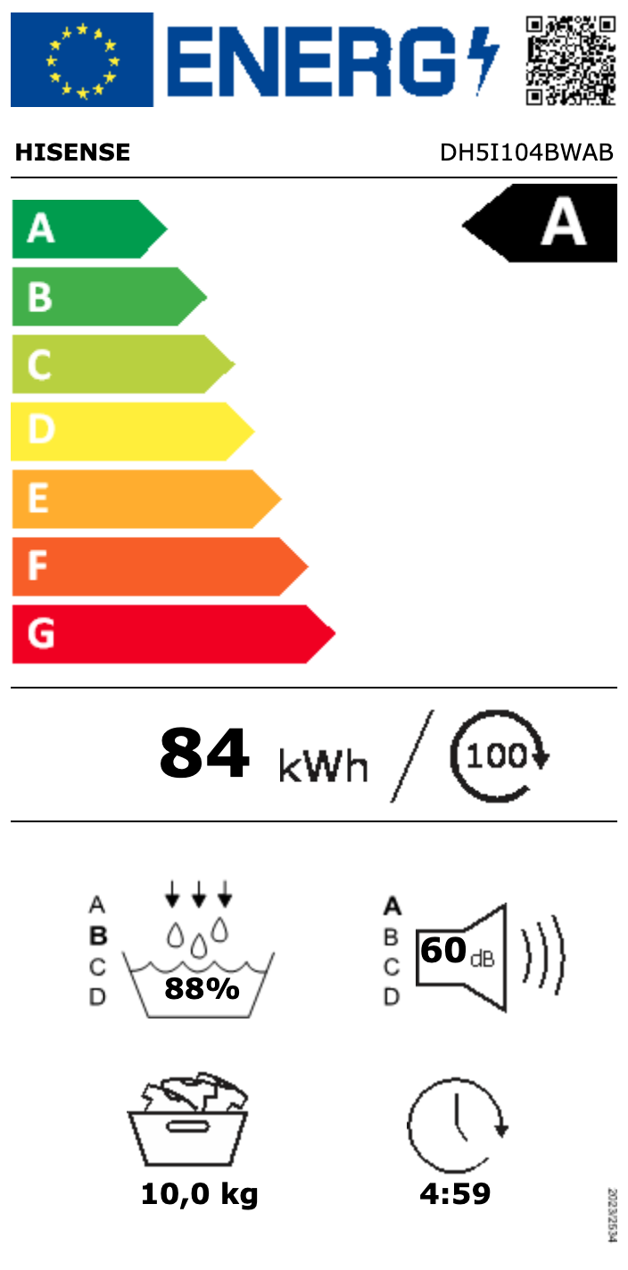 HISENSE DH5I104BWAB was- droogcombinatie