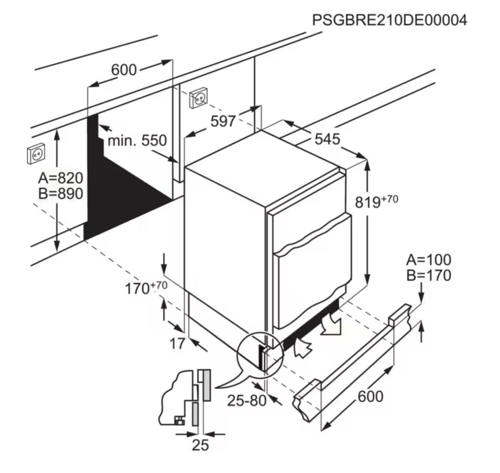 ELECTROLUX LXB3AE82R 600 onderbouw koelkast ELECTROLUX LXB3AE82R 600 onderbouw koelkast