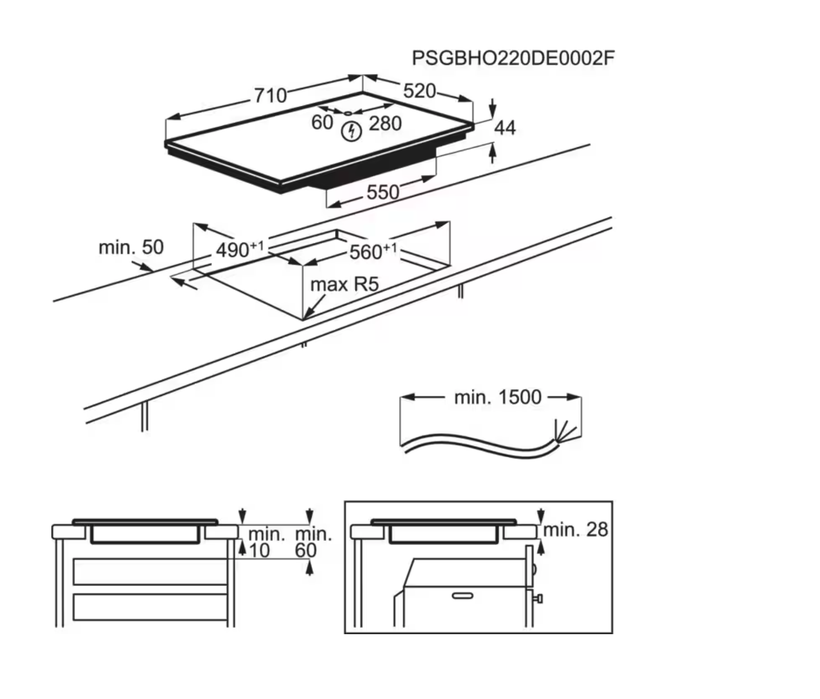 AEG TO74IB00CB 6000 inductiekookplaat - 71cm