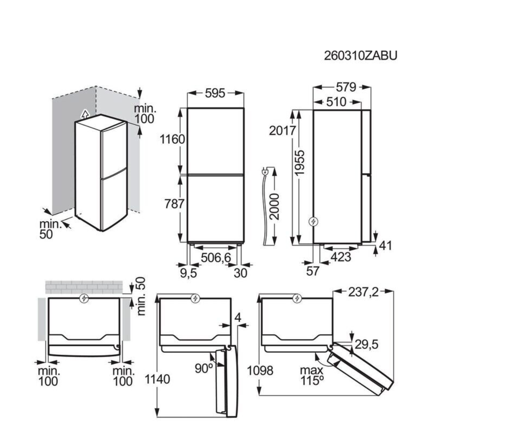 AEG ORC6M341CV vrijstaande koel-/vriescombinatie - 201cm