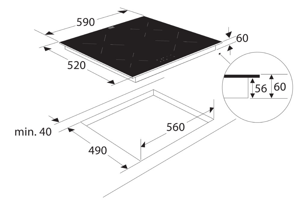 ETNA KI1160ZT inductiekookplaat - 59cm