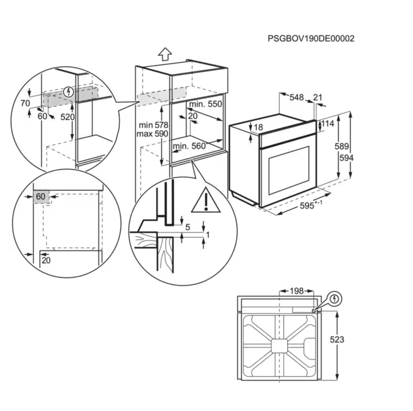 AEG NBU5P40PM 5000 multifunctionele oven - 60cm