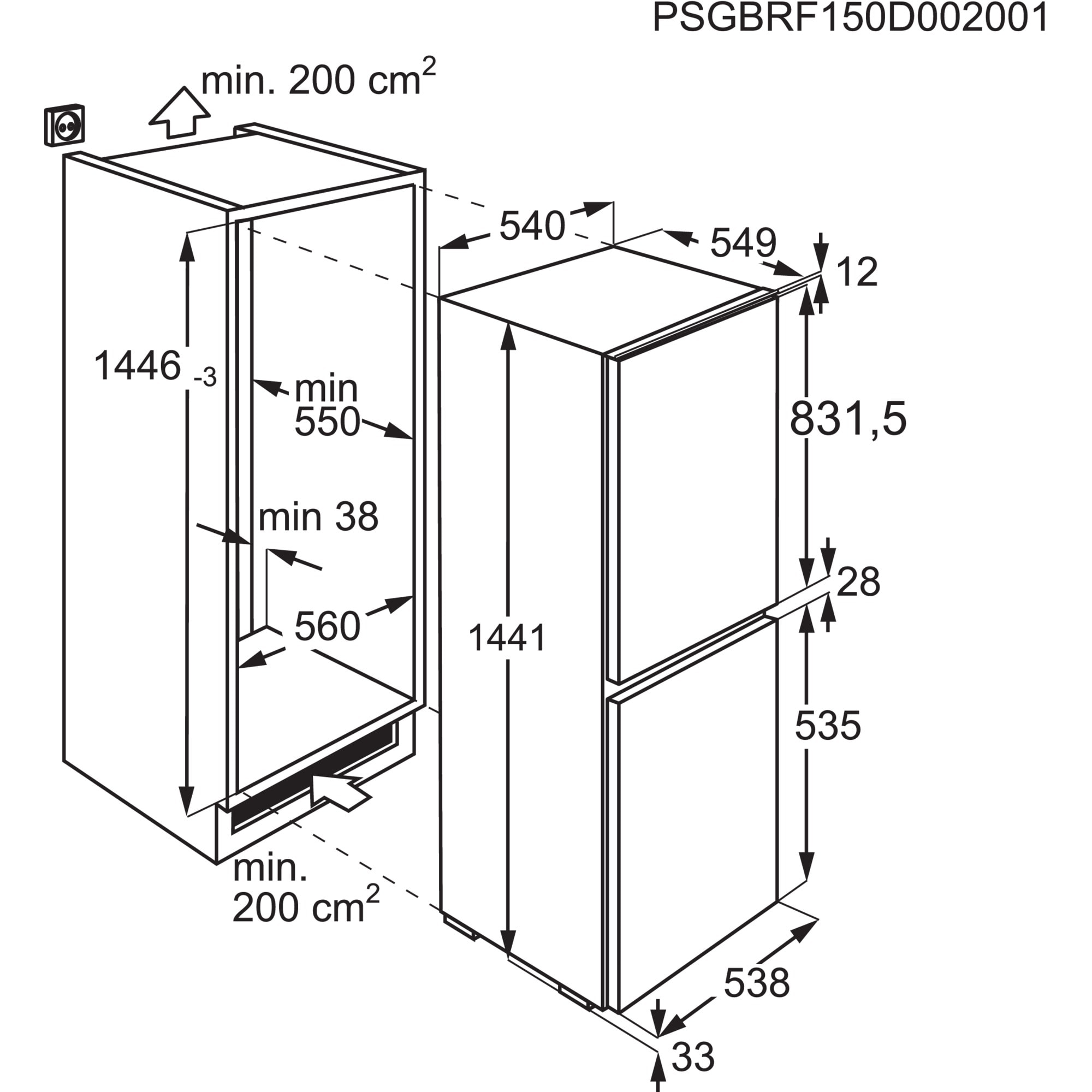 AEG OSC5S141ES 5000 koel-/vriescombinatie - 144cm AEG OSC5S141ES 5000 koel-/vriescombinatie - 144cm