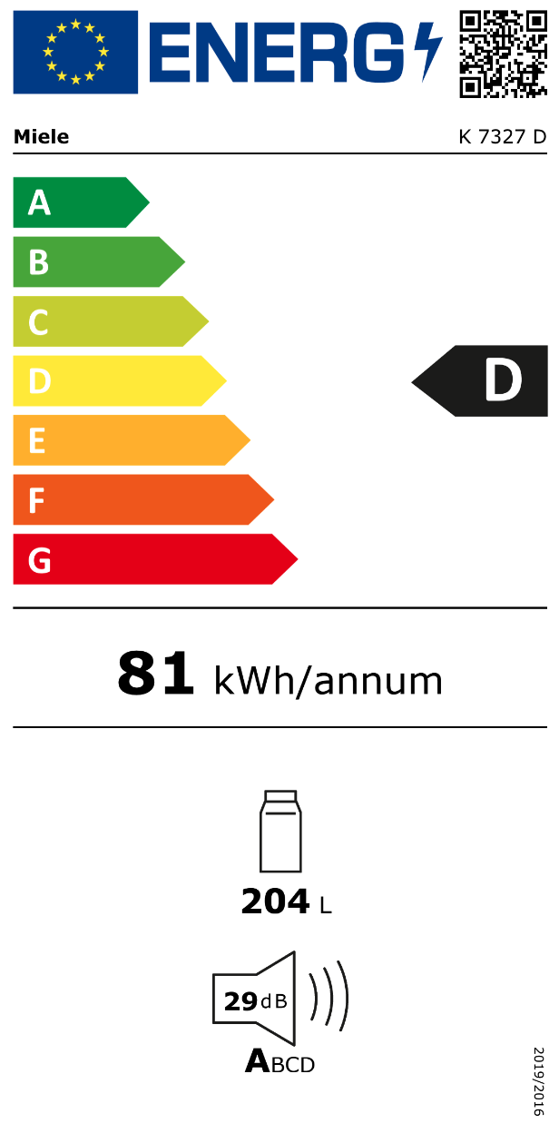 MIELE K7327D koelkast zonder vriesvak - 122cm