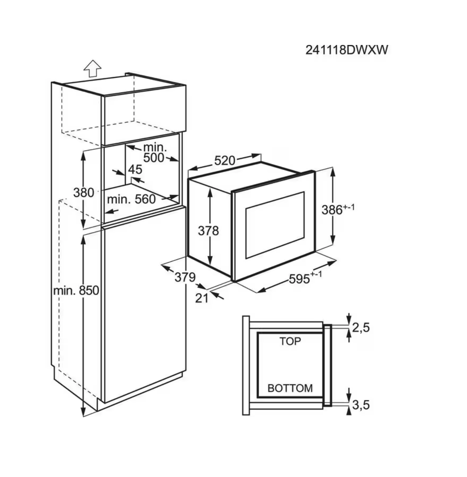 AEG TS5GM251EB 5000 microgolfoven met grill - 38cm