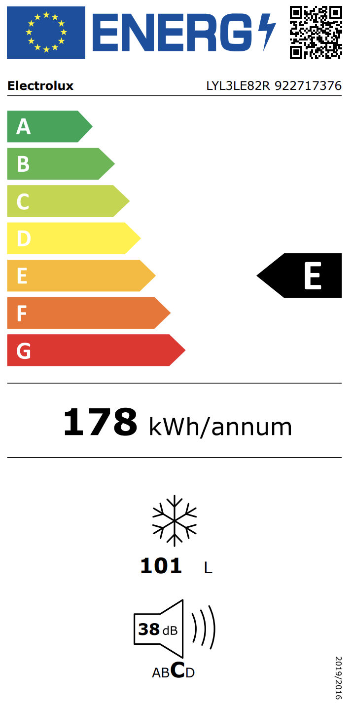 ELECTROLUX LYL3LE82R 300 onderbouw vriezer