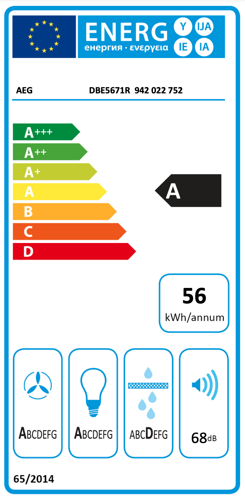 AEG DBE5671R 6000 wandschouwdampkap - 60cm AEG DBE5671R 6000 wandschouwdampkap - 60cm