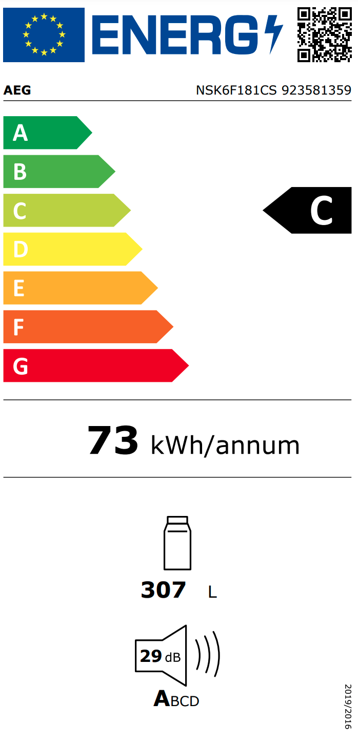 AEG NSK6F181CS 6000 koelkast zonder vriesvak - 178cm