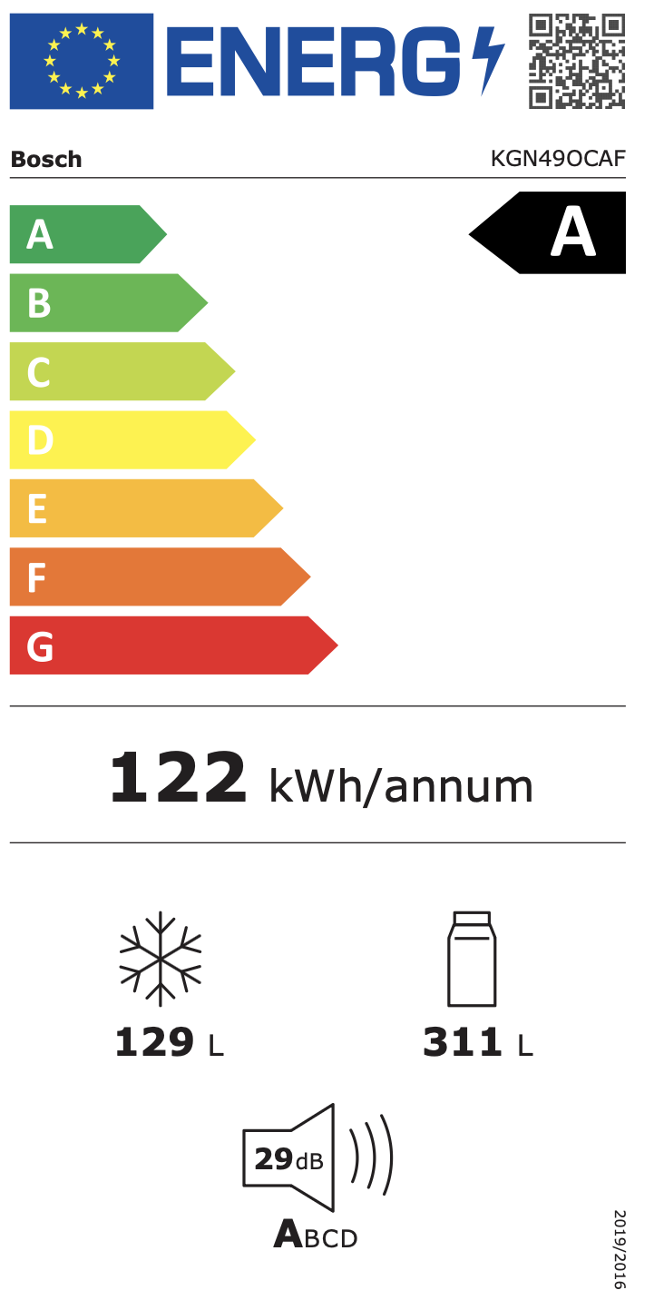 BOSCH KGN49OCAF Serie 4 vrijstaande koel-/vriescombinatie - 203cm