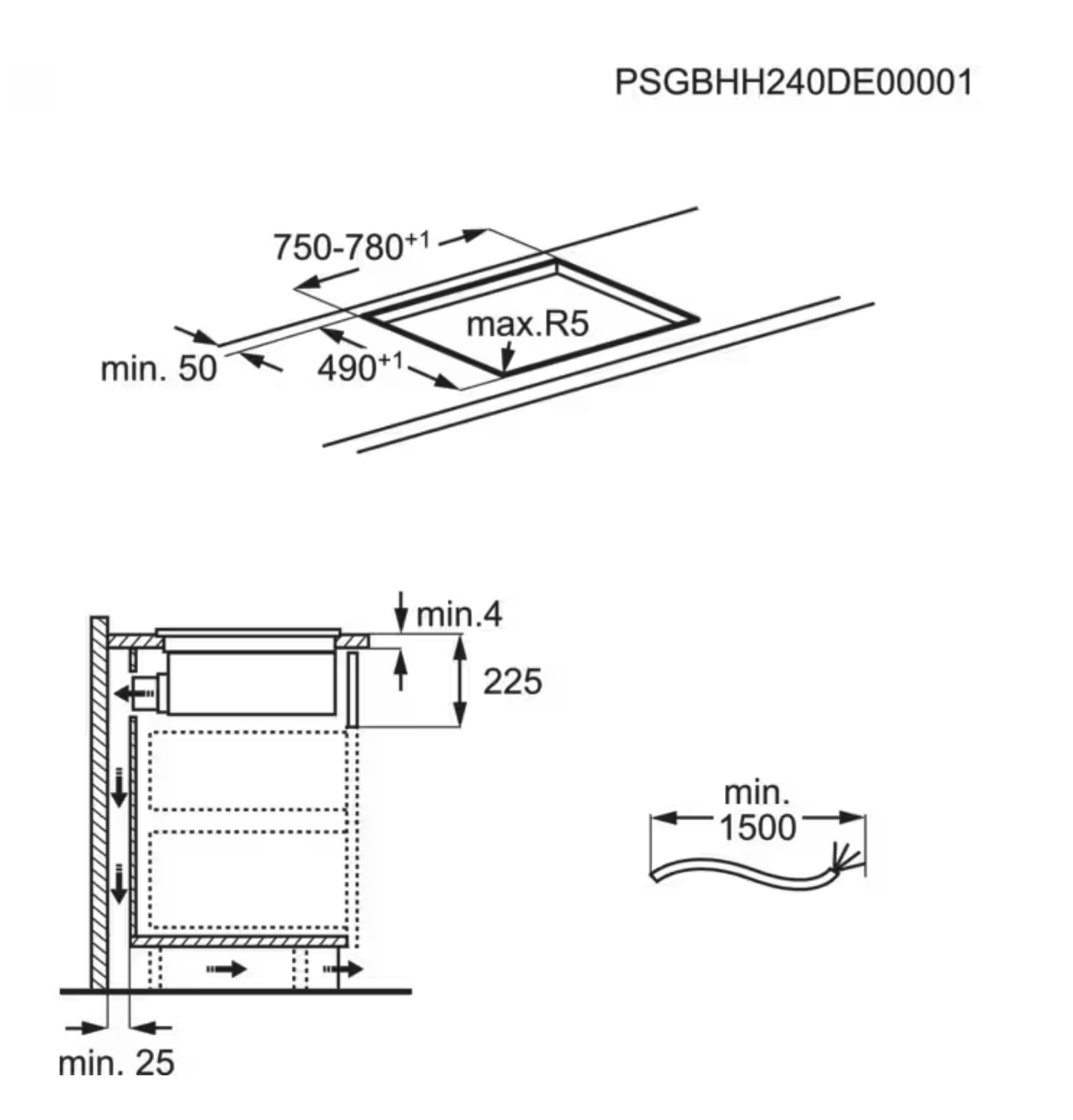 AEG NCH84C23FB 7000 kookplaat met afzuiging - 80cm