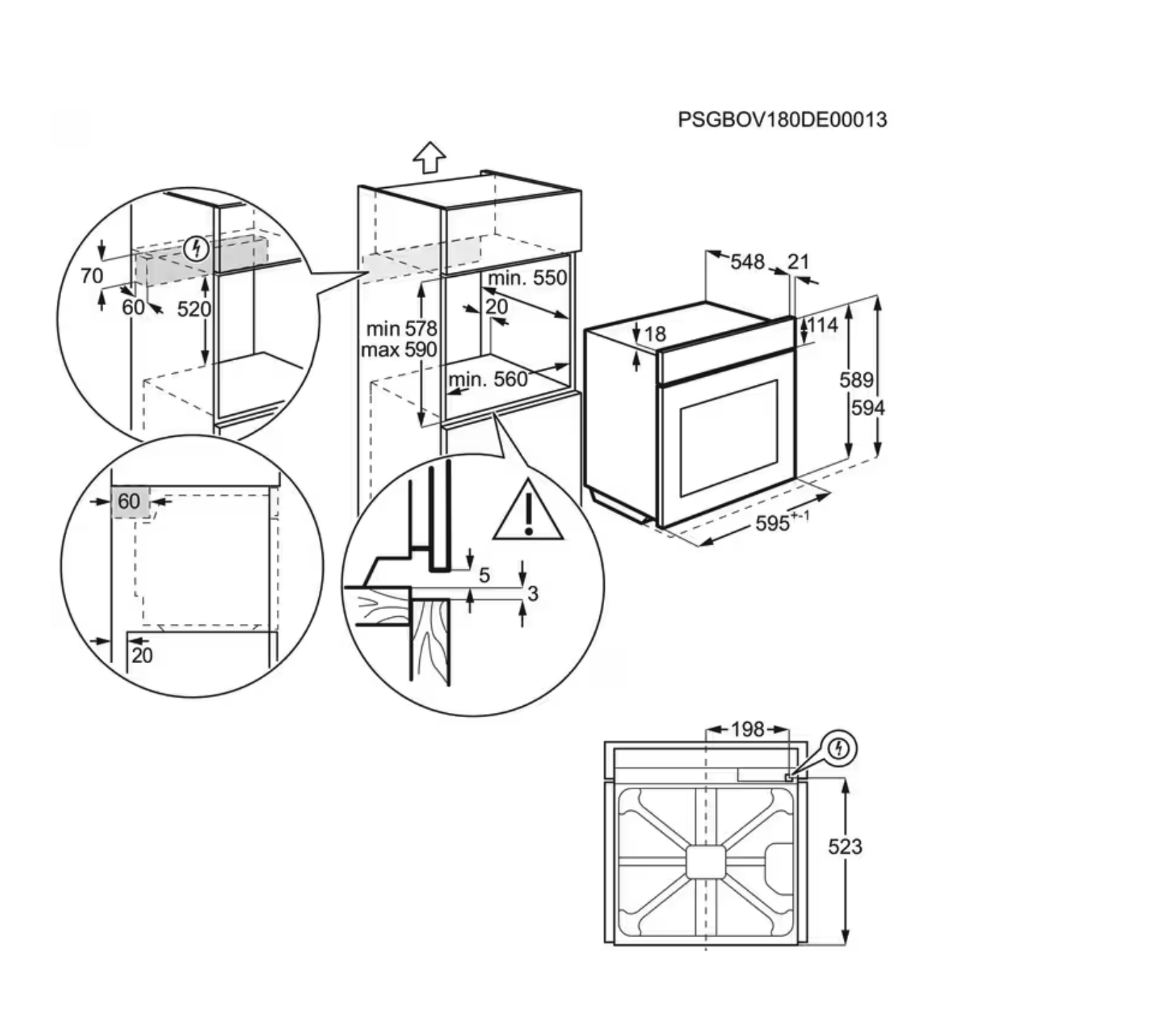 AEG NBU5P40SK 5000 multifunctionele oven - 60cm