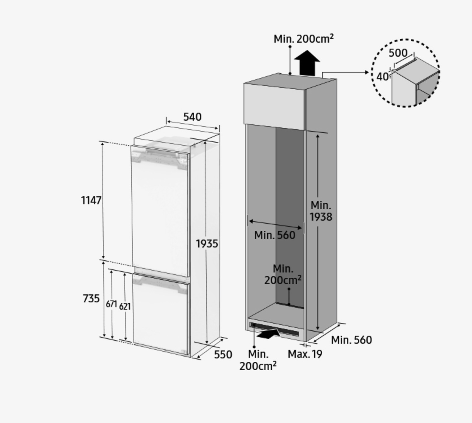 SAMSUNG BRB80F30AEF0EF koel-/vriescombinatie - 194cm