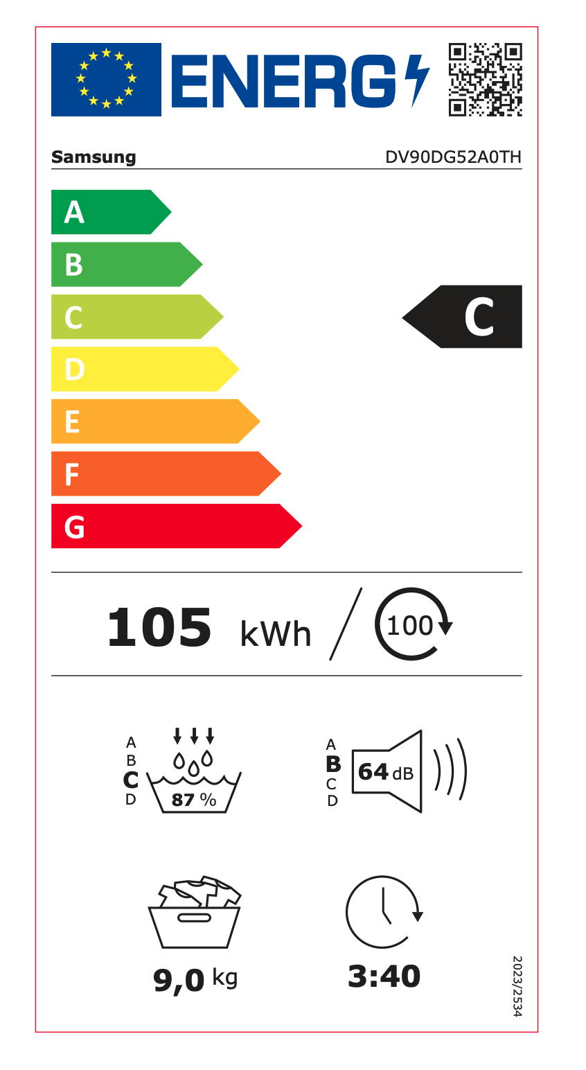 SAMSUNG DV90DG52A0THEN droogkast