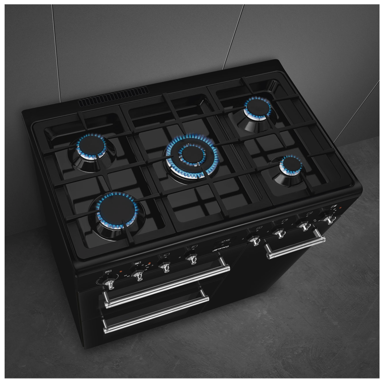 SMEG CX93GMBL fornuis met gaskookplaat - 90cm