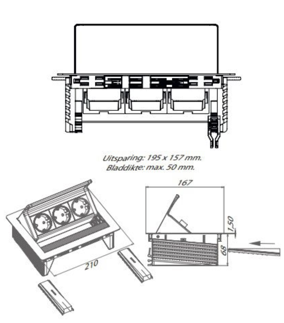 DOECO FTP3STBZ inbouw stopcontact