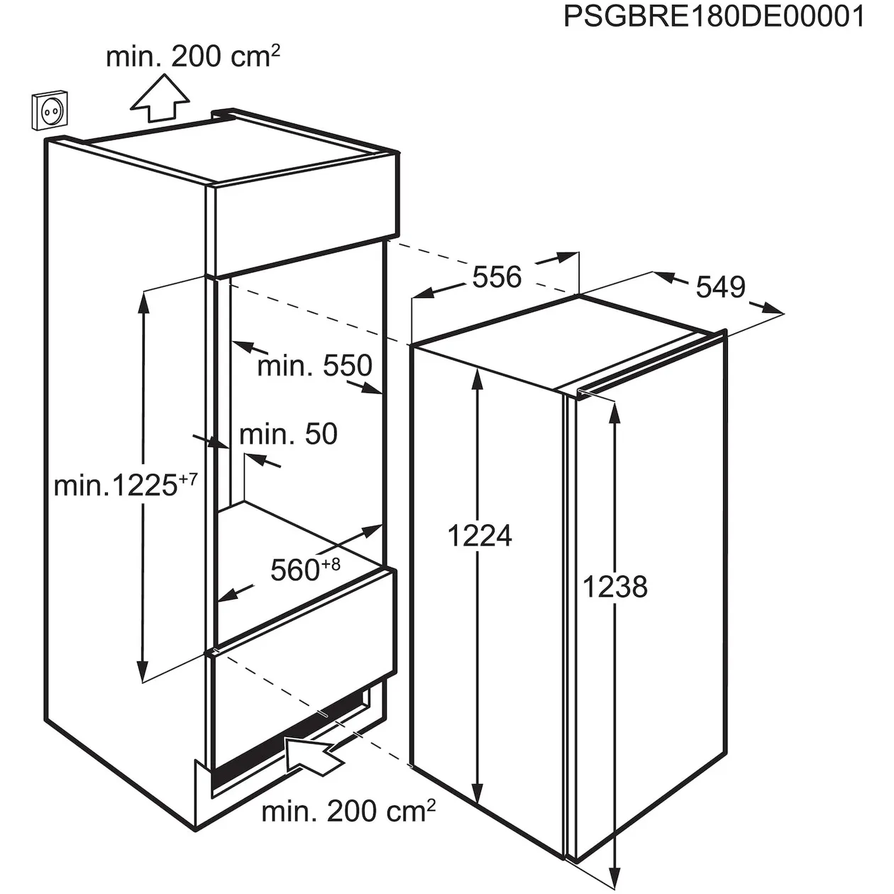 AEG OSK5O121DF 5000 koelkast zonder vriesvak - 122cm