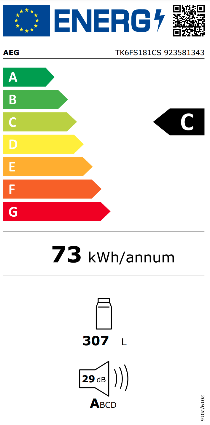 AEG TK6FS181CS 6000 koelkast zonder vriesvak - 177cm
