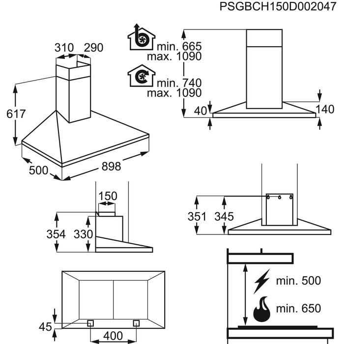 AEG DKB4950M 6000 wandschouwdampkap - 90cm