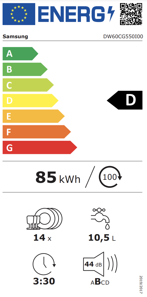 SAMSUNG DW60CG550I00ET vaatwasser volledig integreerbaar