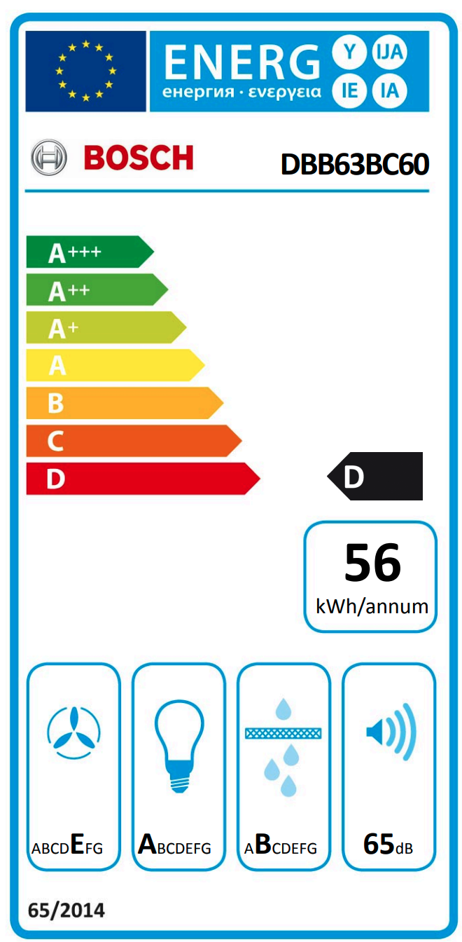 BOSCH DBB63BC60 geïntegreerde dampkap - 60cm