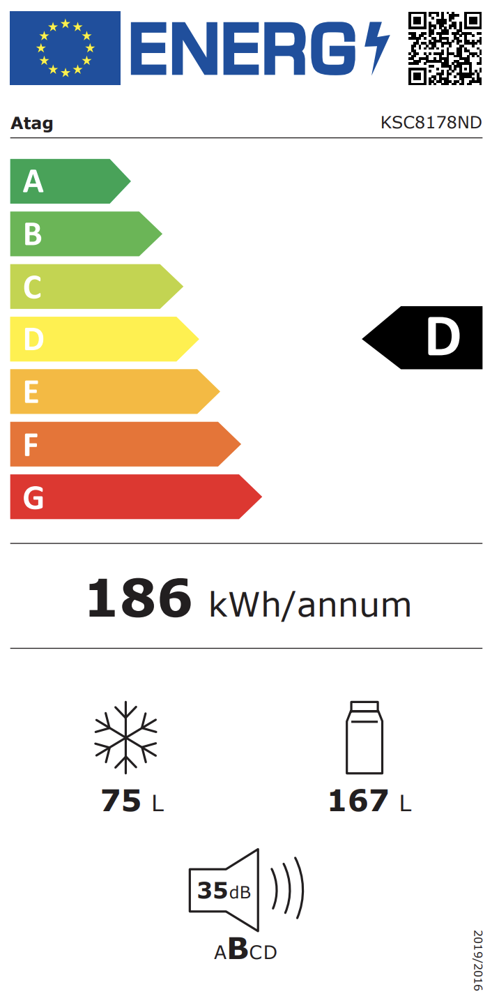 ATAG KSC8178ND koel-/vriescombinatie - 178cm