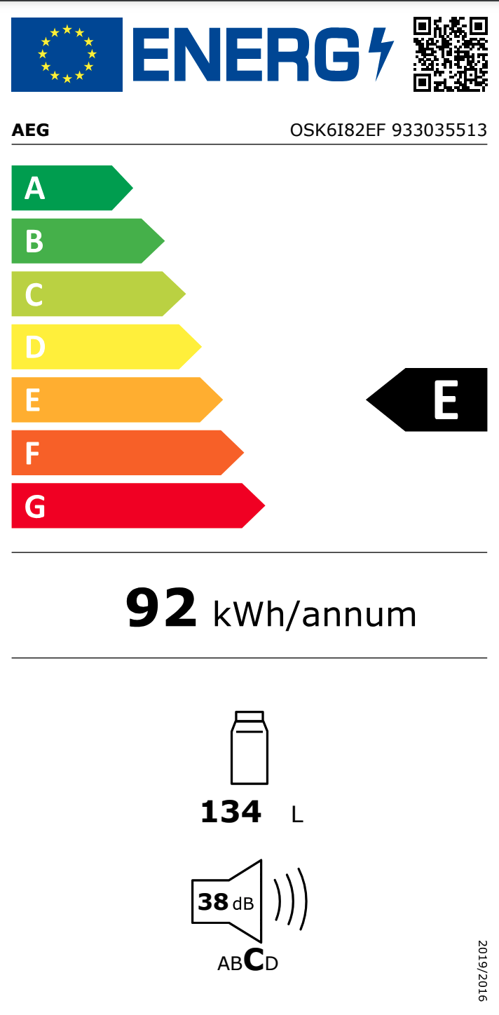 AEG OSK6I82EF 6000 onderbouw koelkast zonder vriesvak - 82cm AEG OSK6I82EF 6000 onderbouw koelkast zonder vriesvak - 82cm