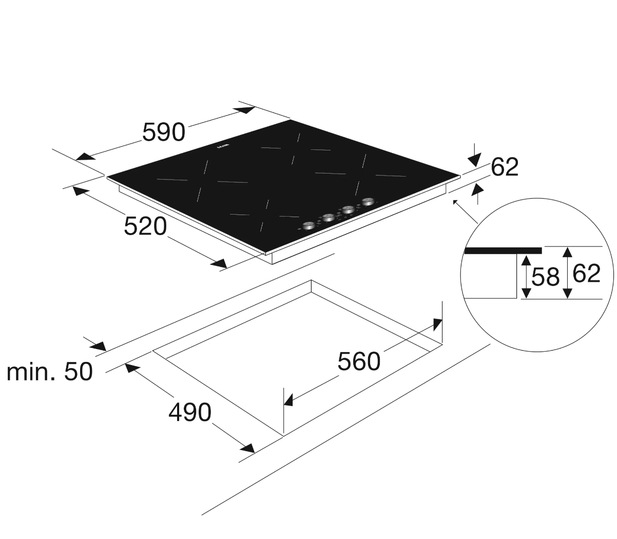 ETNA KI560KZT inductiekookplaat - 60cm