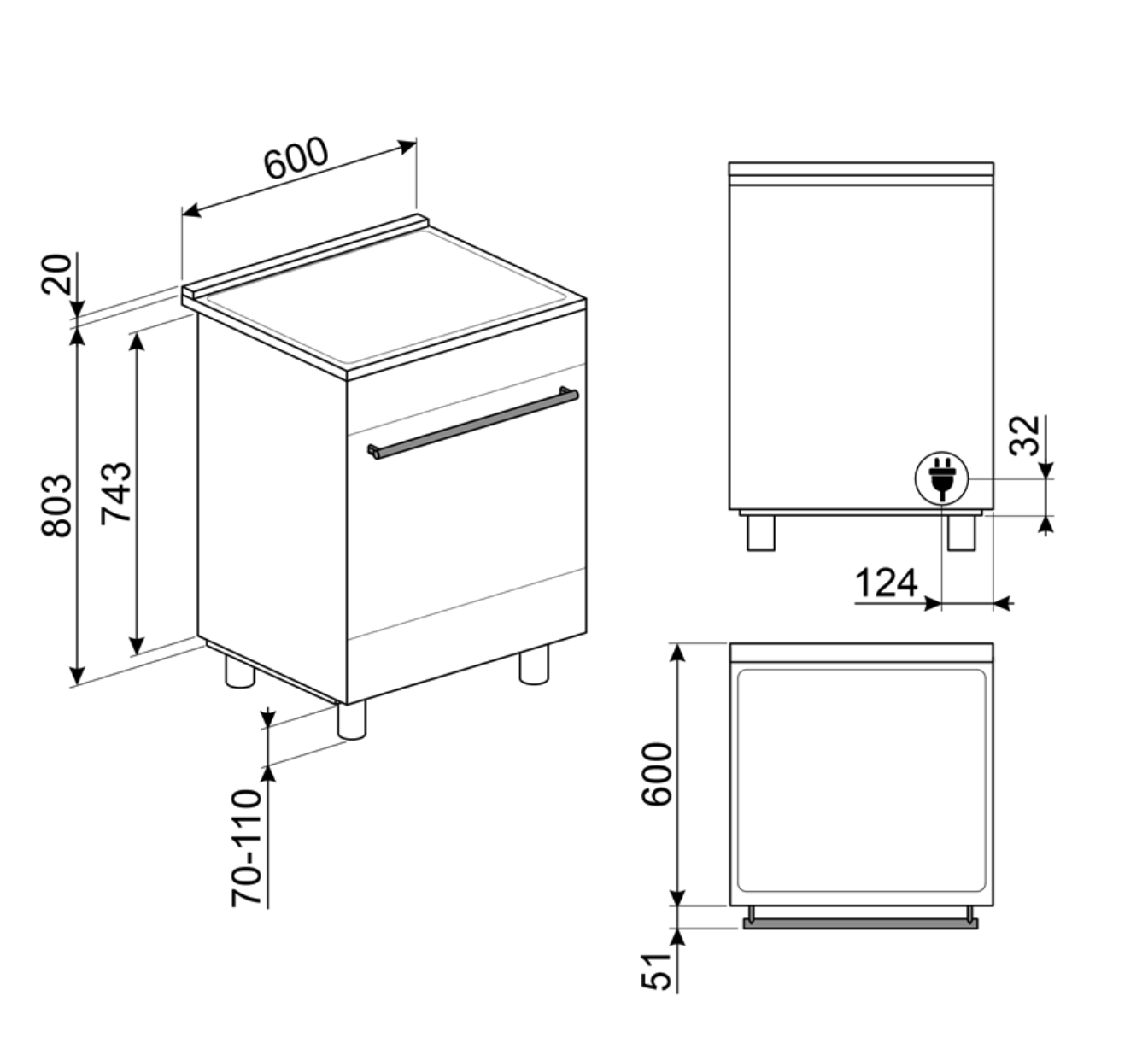 SMEG C6IPWHM2 fornuis met inductie kookplaat - 60cm