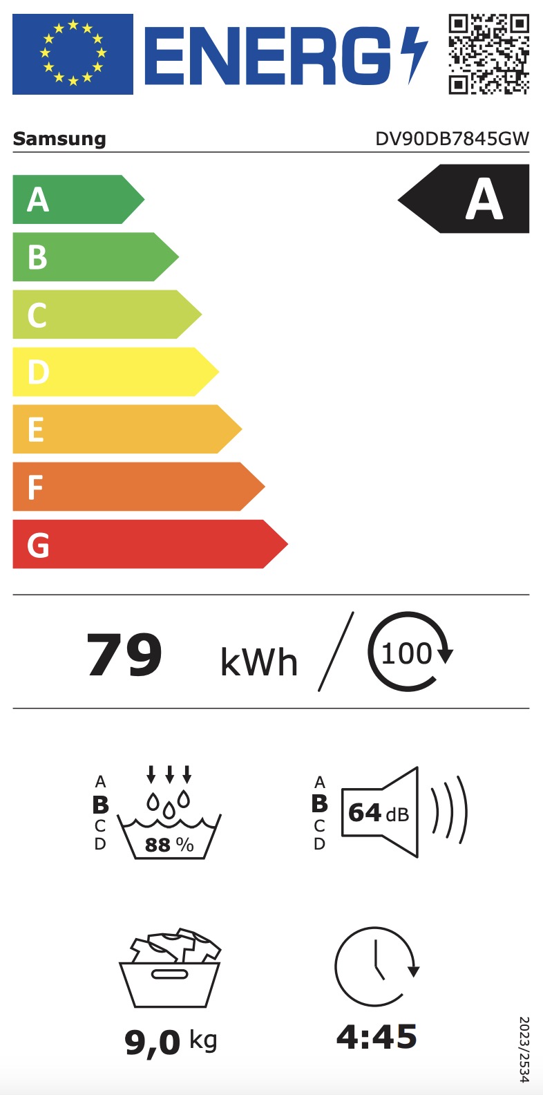 SAMSUNG DV90DB7845GWU3 droogkast - warmtepomp